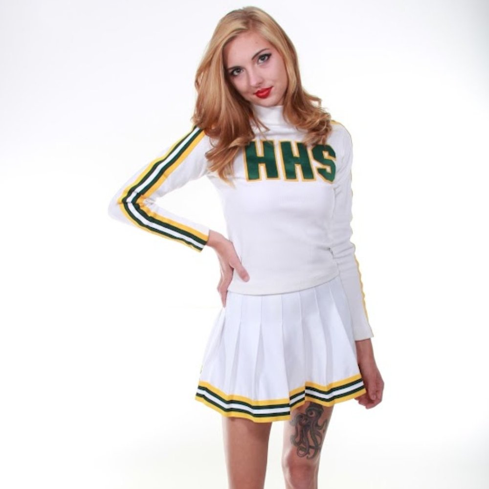 SUPER CUTE stretch fabric Cheerleading top and matching skirt LAST ONE!